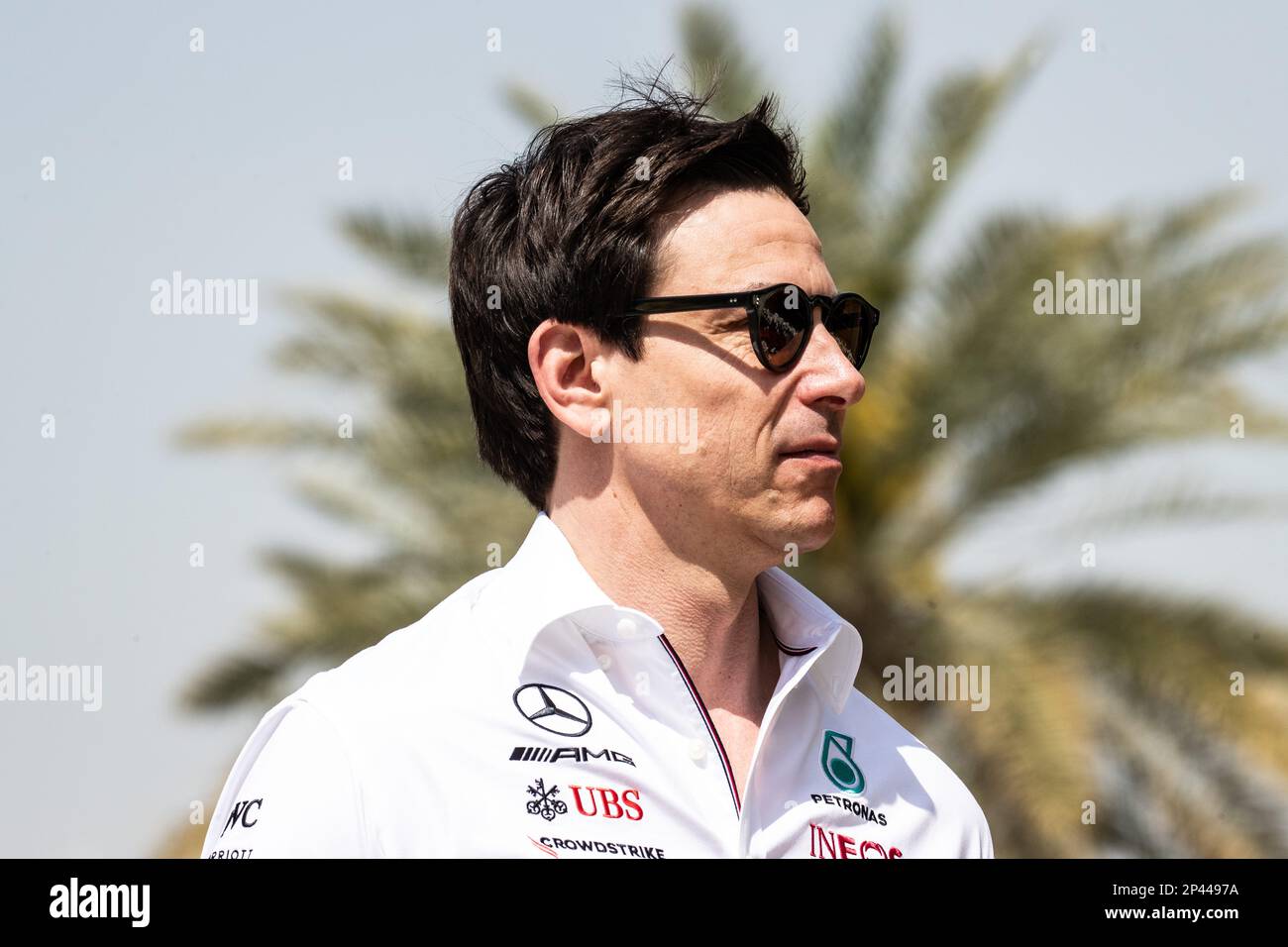 Sakhir, Bahrain. , . Weltmeisterschaft F1 2023. Bahrain GP. Toto Wolff, Executive Director Mercedes.MANAMA, BAHRAIN, Sakhir Circuit, 5. März 2023: Toto WOLFF, Executive Director des Mercedes-Benz Grand Prix, während des Bahrain Formel 1 Grand Prix auf der Bahrain International Circuit in der Nähe von Manama City in der Stadt Sakhir am 05. März. 2023. Formel 1 - F1 Motorsport, gebührenpflichtiges Bild, Foto und Copyright © Cristiano BARNI/ ATP images (BARNI Cristiano /ATP/SPP) Kredit: SPP Sport Press Photo. Alamy Live News Stockfoto