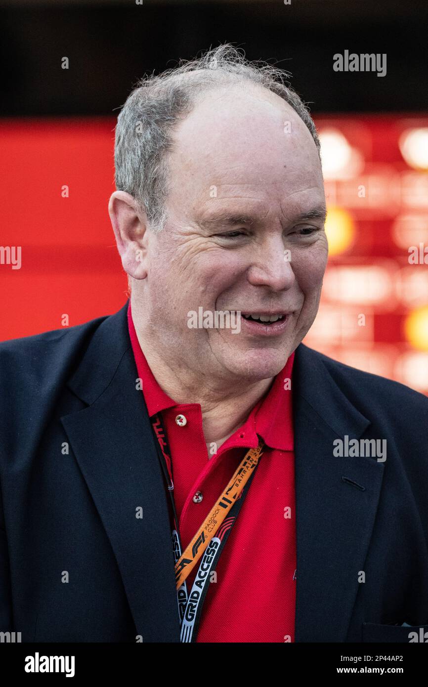 Sakhir, Bahrain. , . Weltmeisterschaft F1 2023. Bahrain GP. Prinz Albert von Monaco in der F1. Koppel in Bahrain.MANAMA, BAHRAIN, Sakhir Circuit, 5. März 2023: Prinz ALBERT II. Von MONACO, der am 05. März während des Formel-1-Grand Prix von Bahrain auf der Bahrain International Circuit in der Nähe von Manama in der Stadt Sakhir gesehen wurde. 2023. Formel 1 - F1 Motorsport, gebührenpflichtiges Bild, Foto und Copyright © Cristiano BARNI/ ATP images (BARNI Cristiano /ATP/SPP) Kredit: SPP Sport Press Photo. Alamy Live News Stockfoto