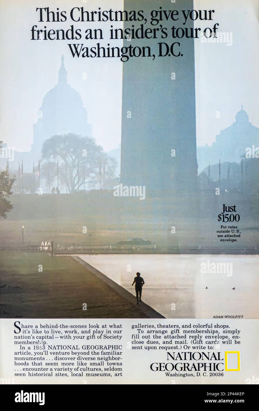 Washington DC Tours Werbespot in einem NatGeo Magazin Oktober 1982 Stockfoto