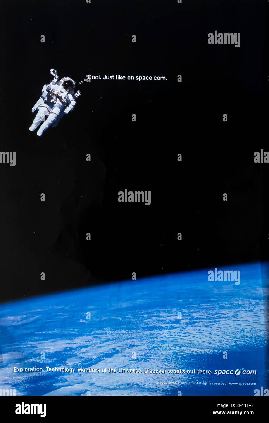 SPACE.com-Website-Werbung in einem NatGeo-Magazin Mai 2000 Stockfoto