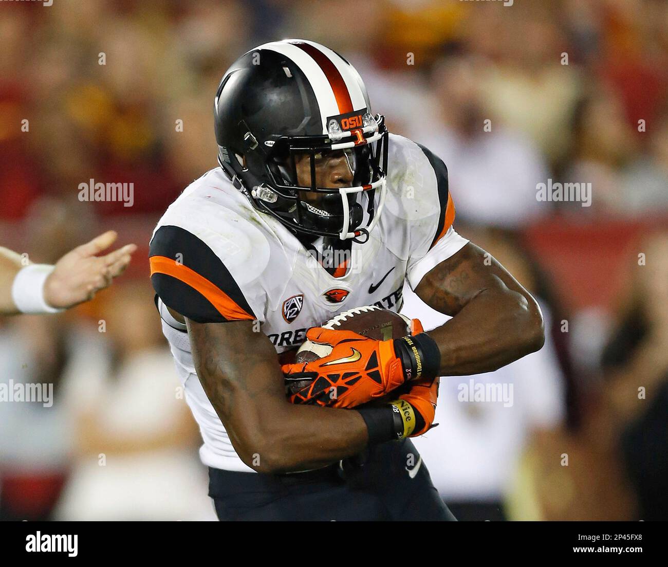 September 27, 2014 Oregon State Beavers running back Storm Woods #24 during the NCAA Football game between the Oregon State Beavers and the USC Trojans at the Coliseum in Los Angeles, California..Charles Baus/CSM (Cal Sport Media via AP Images) Stockfoto