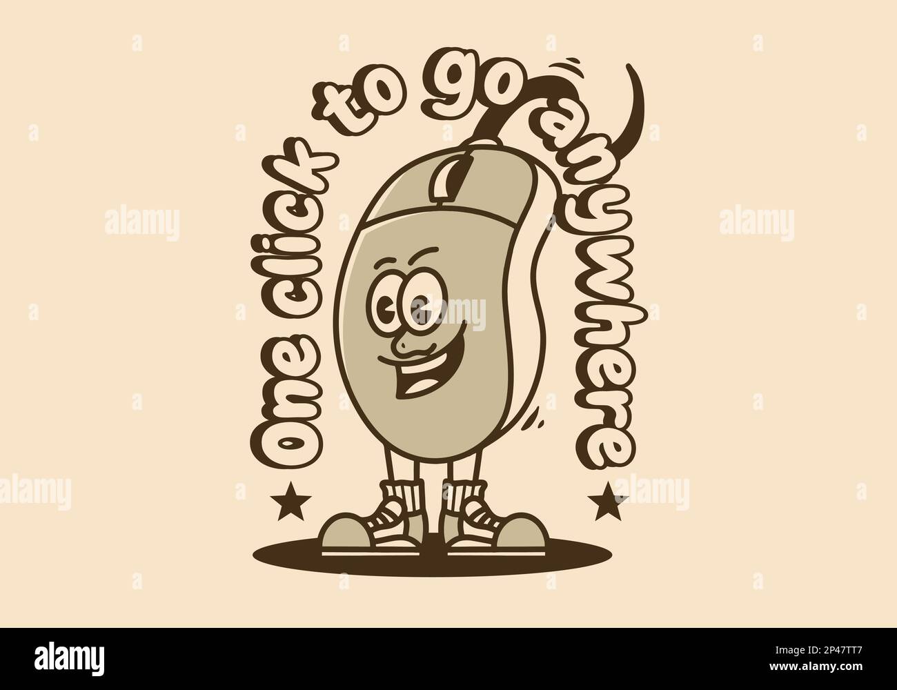 Maskottchen-Charakterdesign einer stehenden Computermaus Stock Vektor