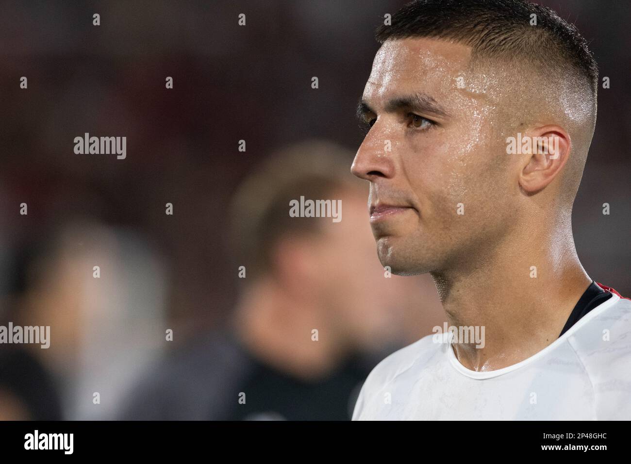 Buenos Aires, Argentinien. 05. März 2023. Fernando Tobio von Huracan schaut bei einem Spiel zwischen Huracan und San Lorenzo im Rahmen des Liga Profesional 2023 im Estadio Tomas Duco vorbei. (Endstand: Huracan 1:1 San Lorenzo) (Foto: Manuel Cortina/SOPA Images/Sipa USA) Guthaben: SIPA USA/Alamy Live News Stockfoto