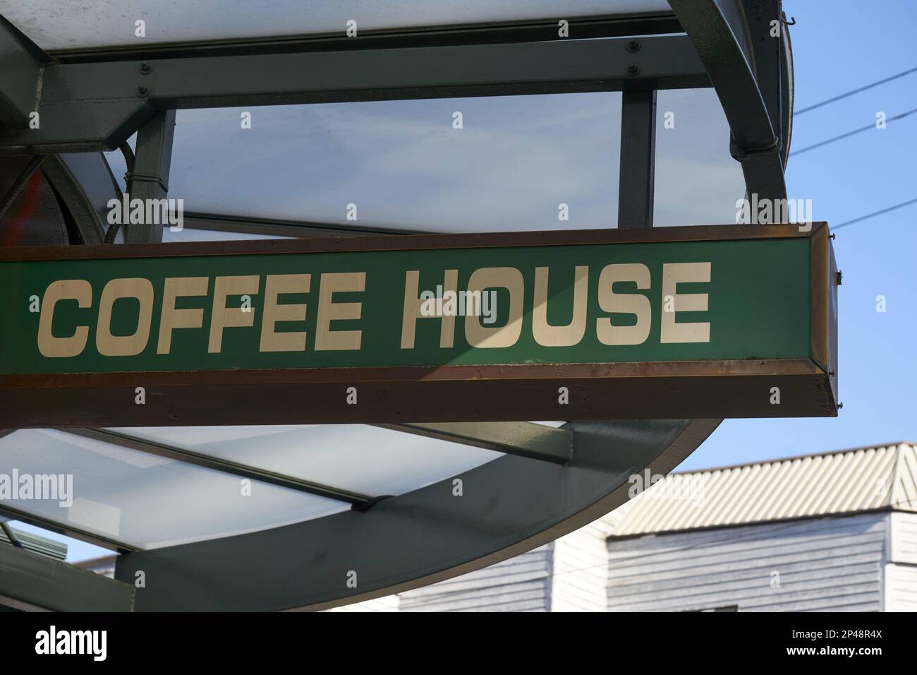 Nahaufnahme eines Kaffeehausschilds in Vancouver, British Columbia, Kanada Stockfoto