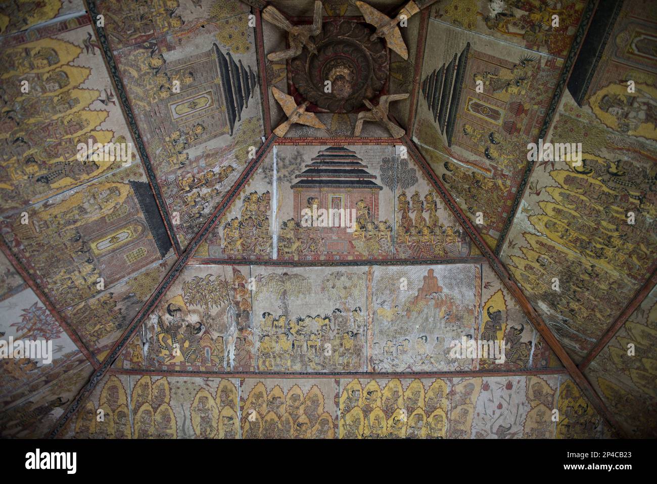 Hinduistische Gemälde im Kamasan-Stil. Klungkung Palace, Semarapura, Klungkung Regency, Bali, Indonesien Stockfoto