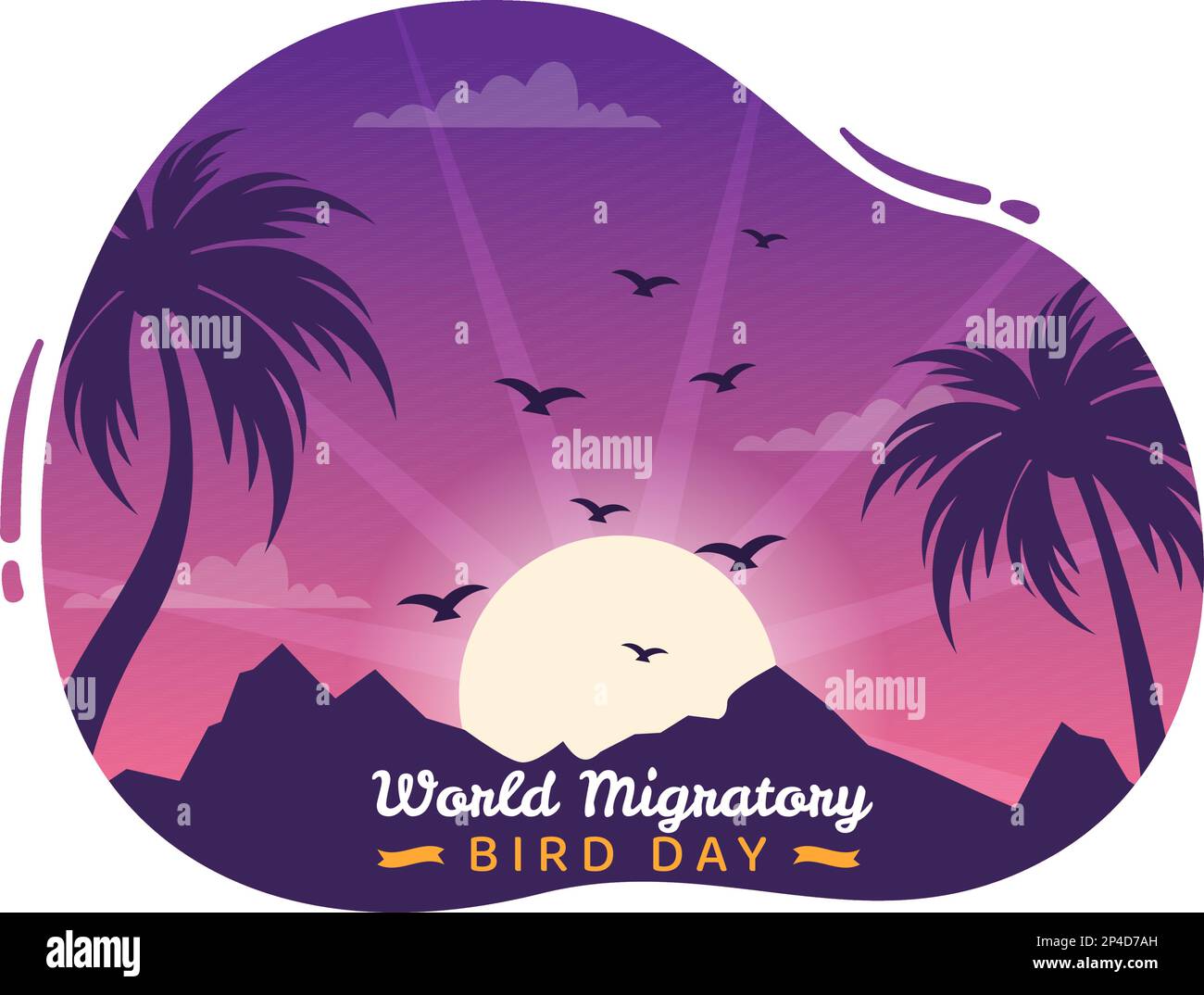 World Migratory Bird Day am 8. Mai Illustration mit Birds Migrations Groups in einem flachen Cartoon Handzeichnet für Landing-Page-Vorlagen Stock Vektor