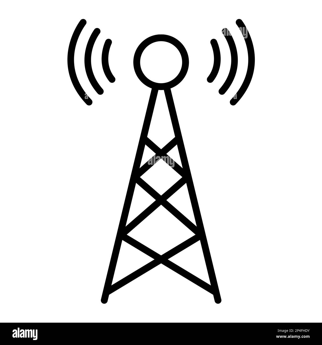 Signalturm-Symbol, Wireless-Technologie-Netzwerkschild, Vektordarstellung des Antennenwellenfunks. Stock Vektor