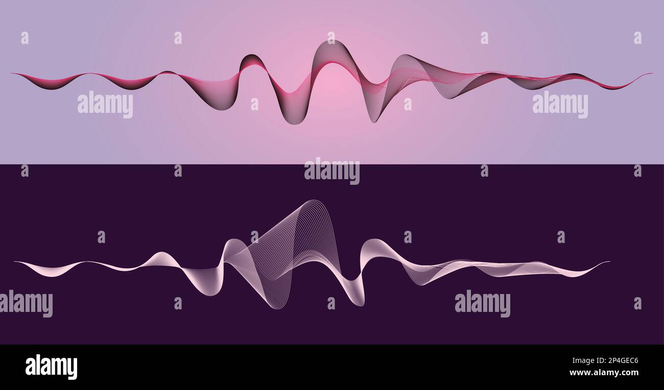 Color Sound Wave auf dunklem Hintergrund, Technologie und Erdbeben-Wellendiagramm Konzept, Design für Musikstudio und Wave-Funktion Konzept, Vector Illust Stock Vektor