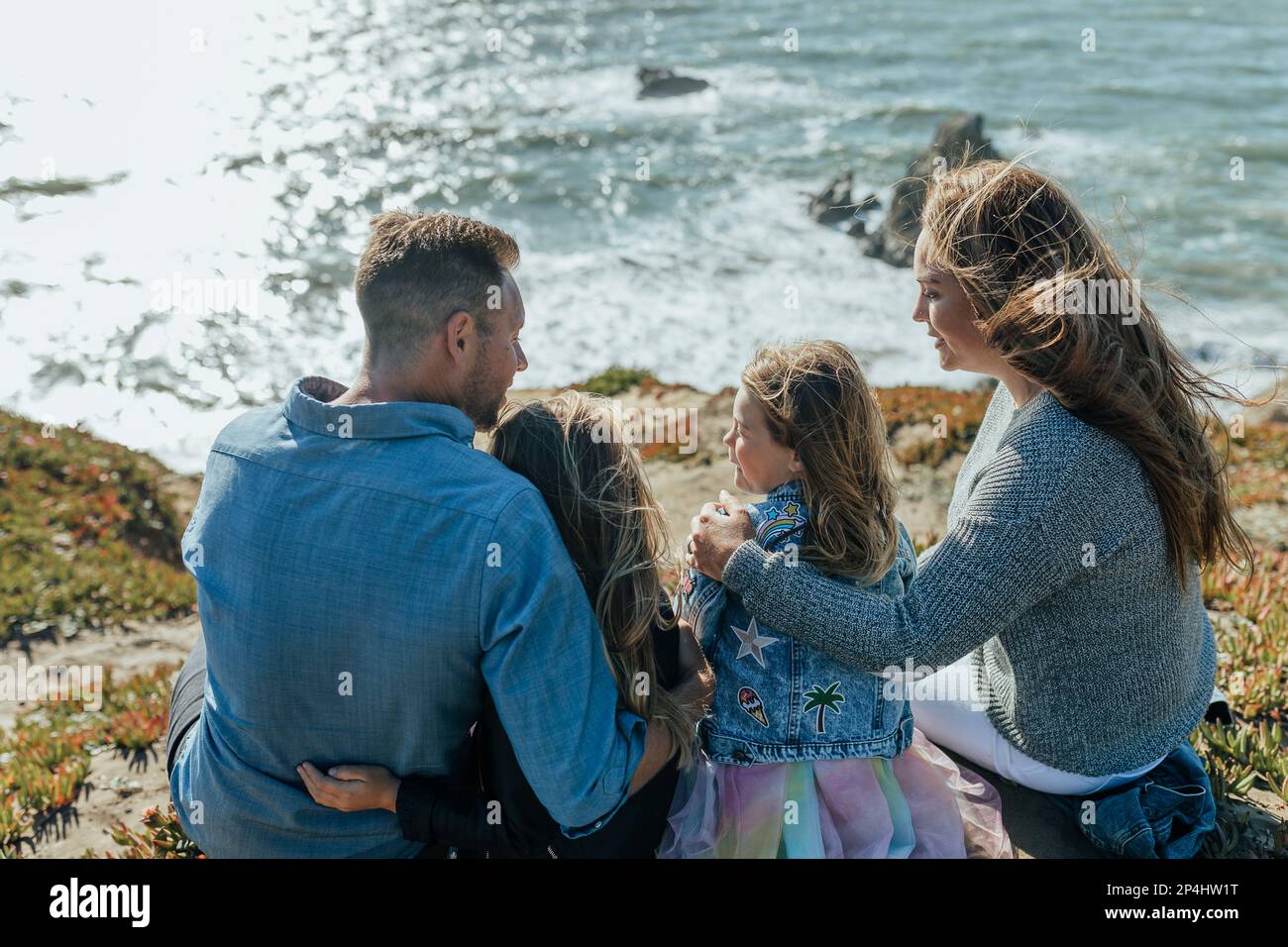 Familiensitz mit Blick auf das Meer Stockfoto