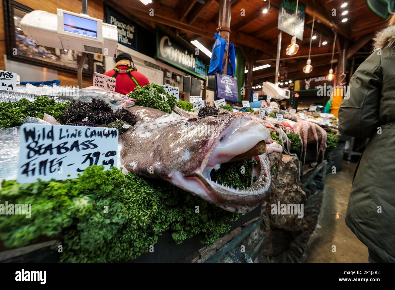 Cornish Day Boot Meer und Muscheln, Borough Market, London. Stockfoto