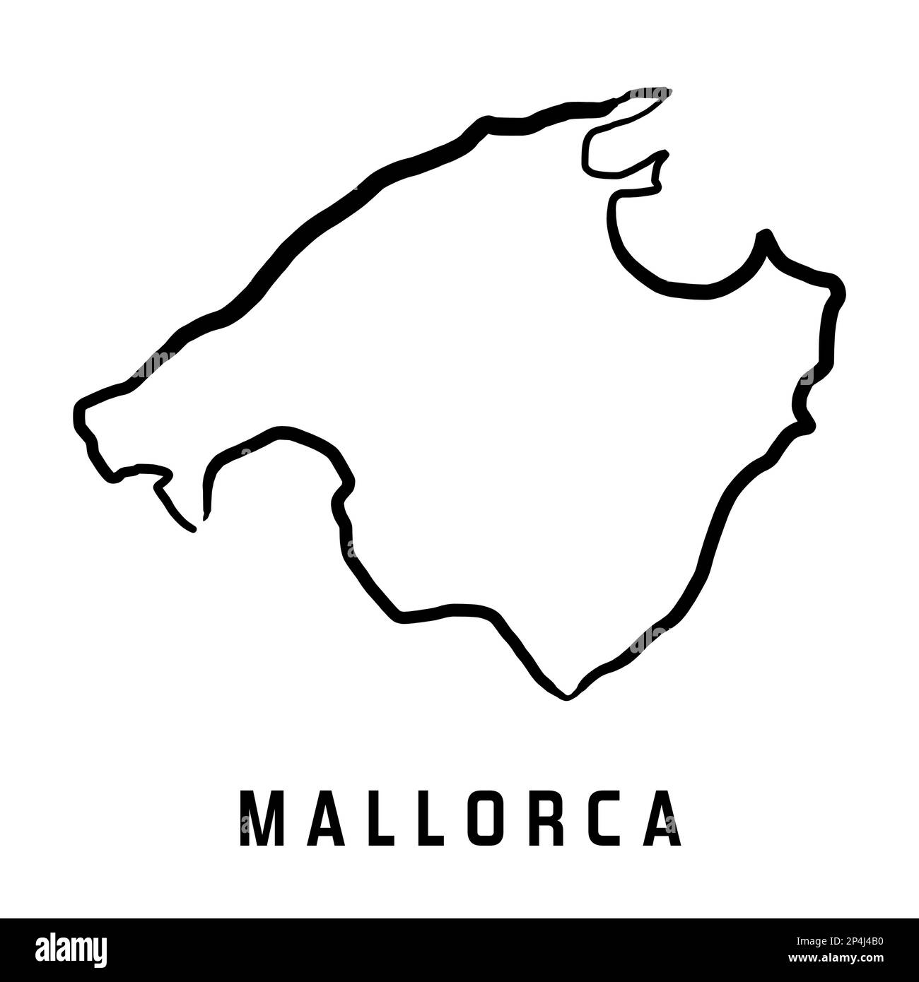 Mallorca-Inselkarte einfacher Umriss. Vektor handgezeichnete vereinfachte Stilkarte. Stock Vektor