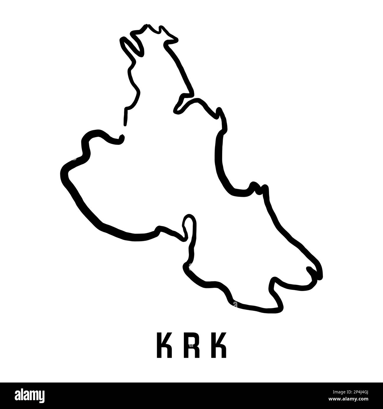 Krk-Inselkarte in Kroatien. Einfacher Umriss. Vektor handgezeichnete vereinfachte Stilkarte. Stock Vektor
