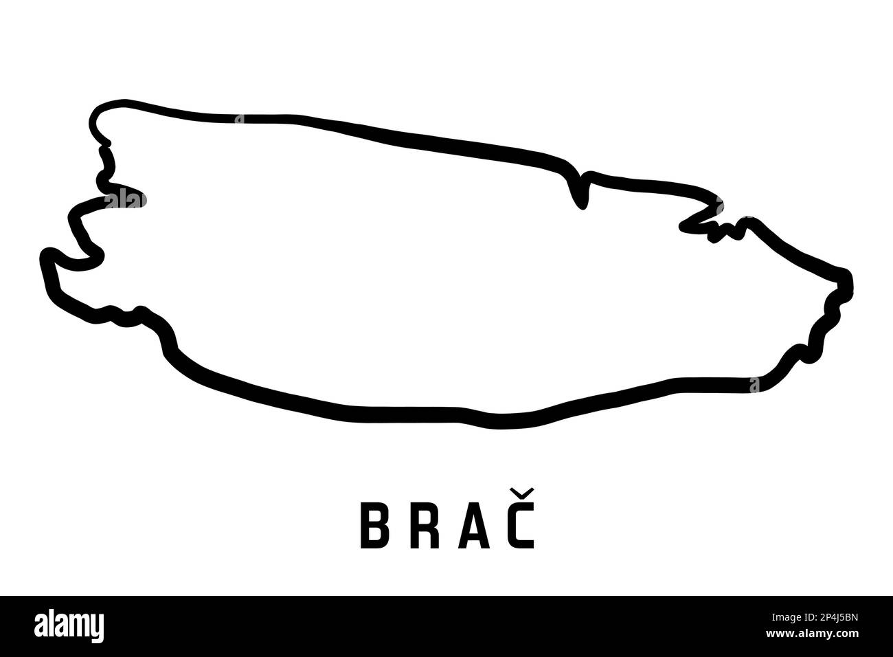 Brac-Inselkarte in Kroatien. Einfacher Umriss. Vektor handgezeichnete vereinfachte Stilkarte. Stock Vektor