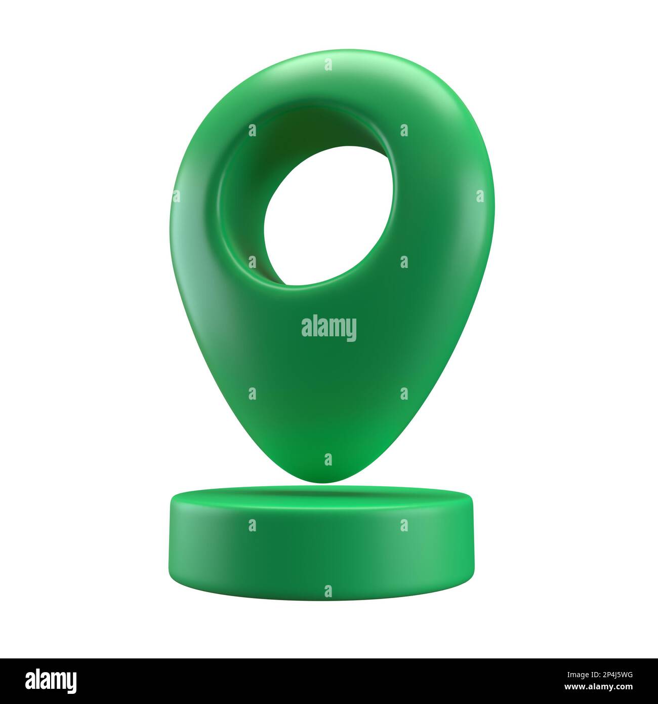 3D Realistic Style grün glänzend Positionsanzeiger gps-Zeigermarkierungen Abbildung für Ziel. Geo-Tag mit Beschneidungspfad isoliert Stockfoto