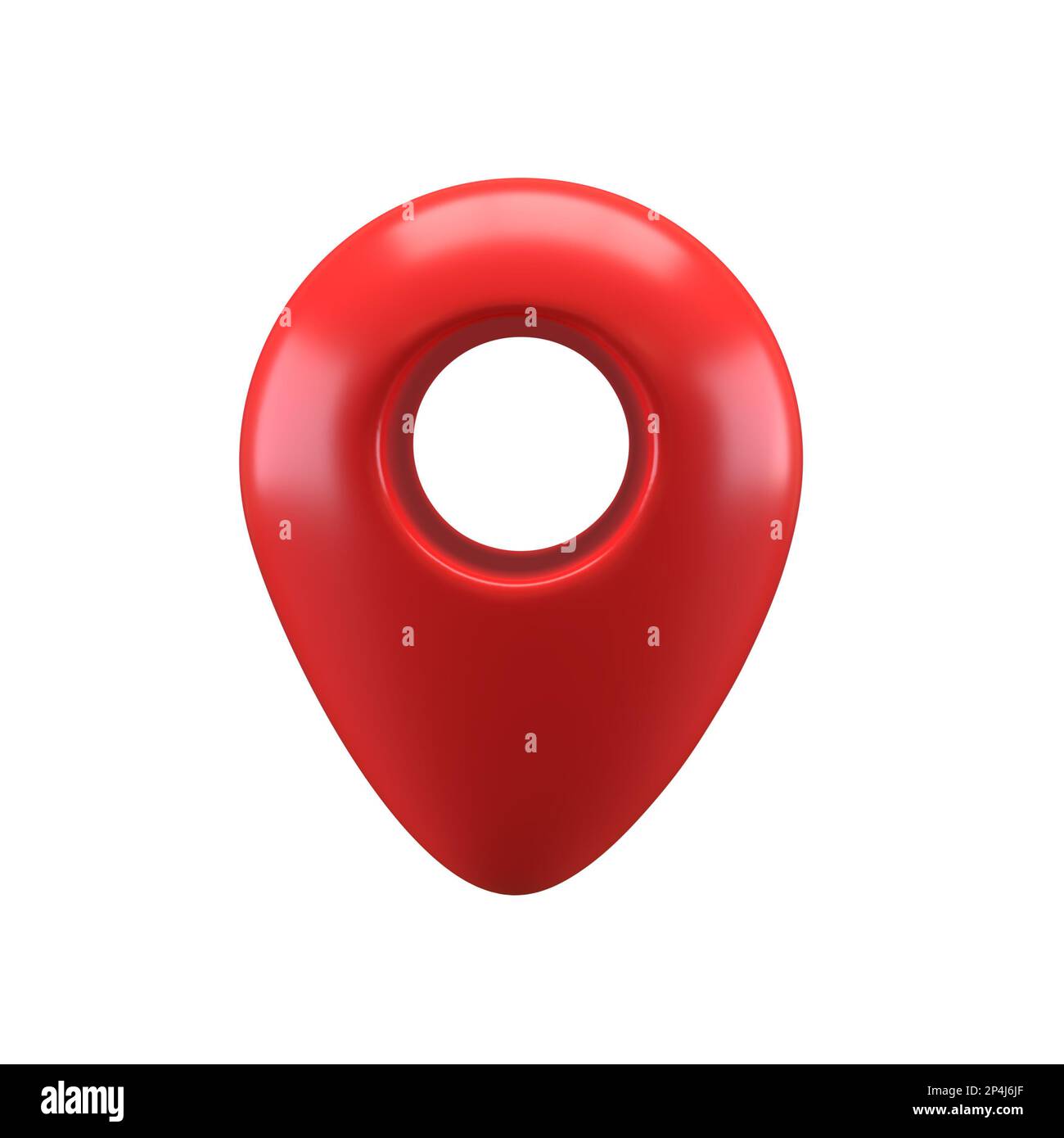 3D Realistic Style rot glänzend Positionsanzeiger gps-Zeigermarkierungen Abbildung für Ziel. Geo-Tag mit Beschneidungspfad isoliert Stockfoto