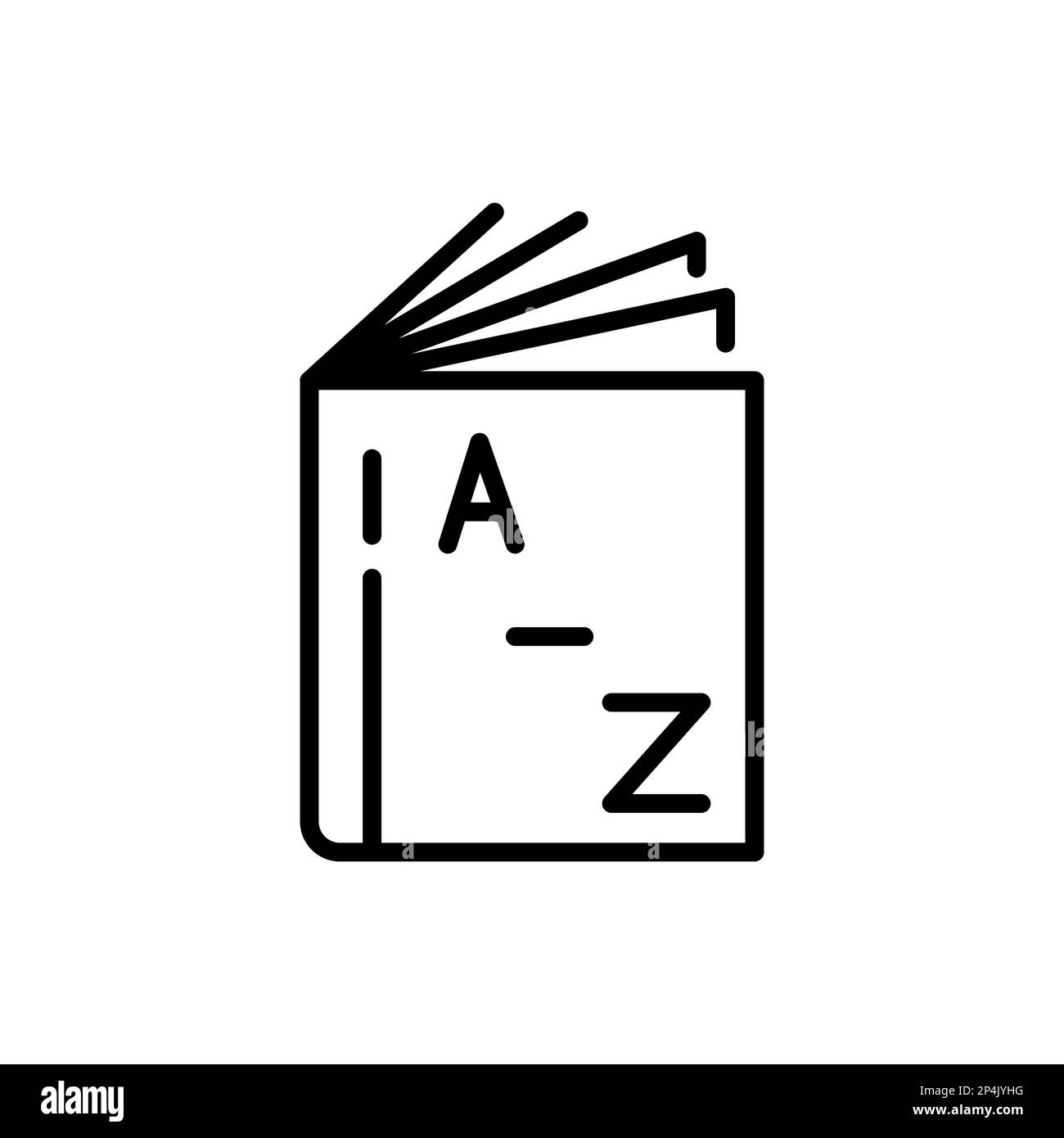Symbol für Vokabelzeile. Glossarzeichen des Buches. Hochwertiges flaches Web-App-Element. Liniendesign Vokabular-Symbol. Stock Vektor