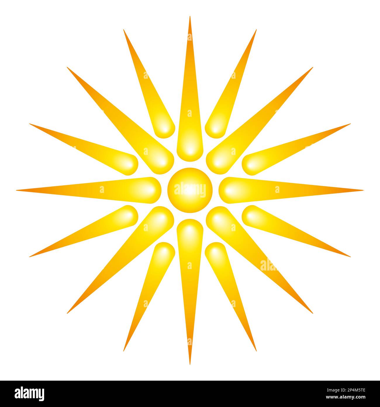 Vergina Sun, Argead-Star-Symbol. Auch Star of Vergina, Vergina Star oder Star of the Argeadai, ein verstrahltes Sonnensymbol in der antiken griechischen Kunst. Stockfoto