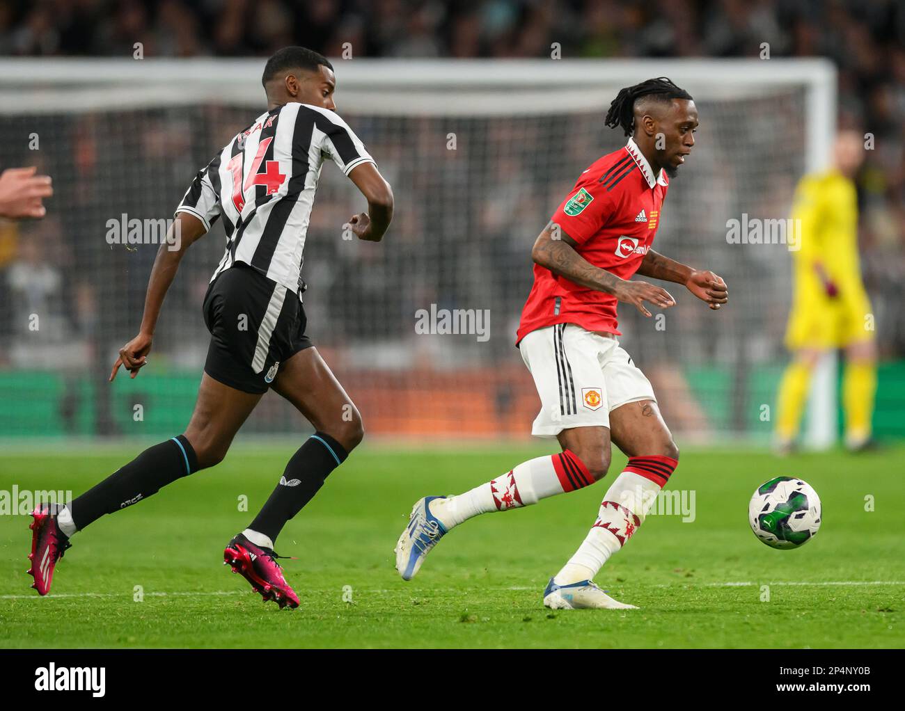 26. Februar 2023 - Manchester United / Newcastle United - Carabao Cup - Finale - Wembley Stadium Manchester United's Aaron Wan-Bissaka während des Carabao Cup Finales. Bild : Mark Pain / Alamy Live News Stockfoto