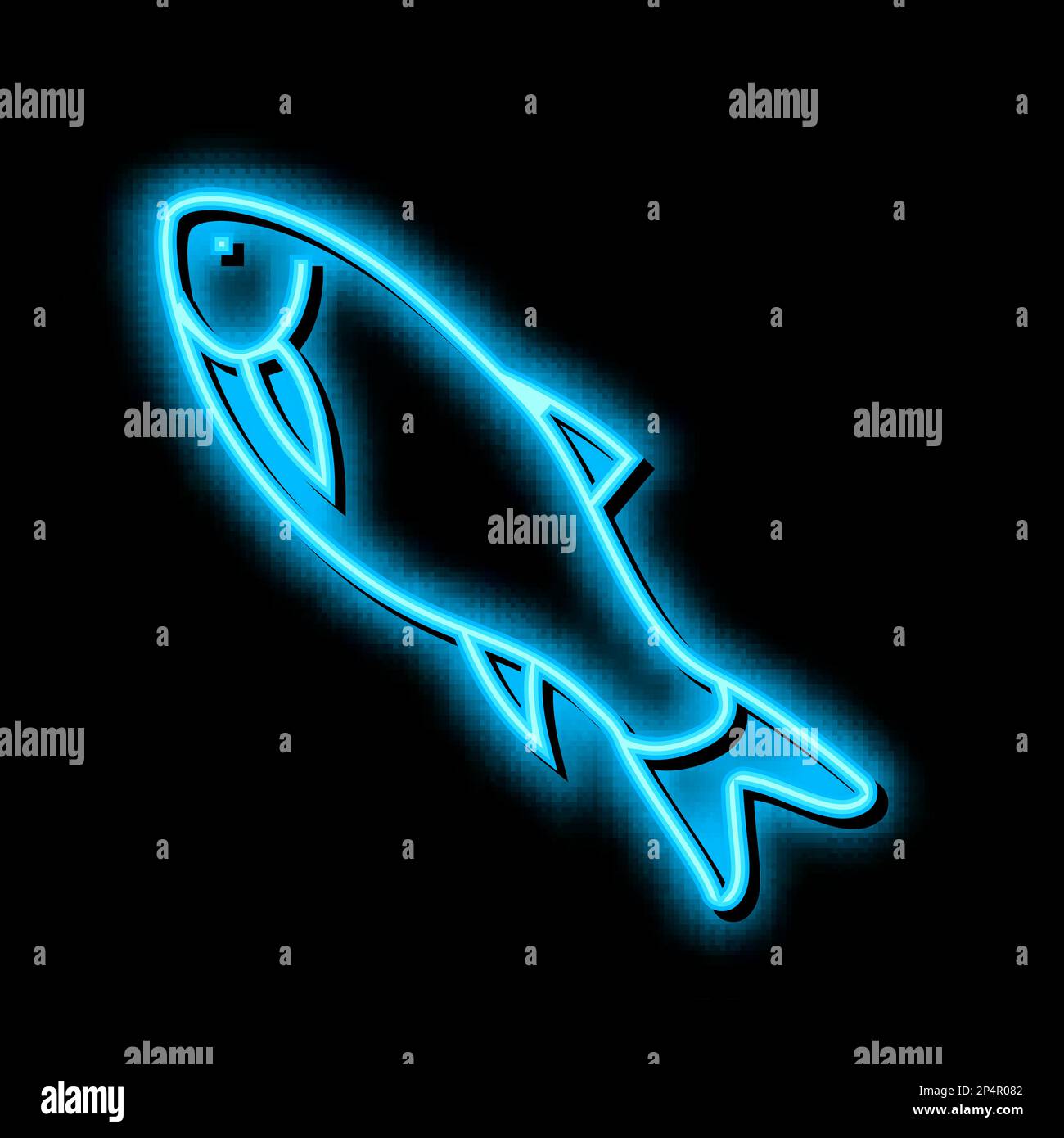 Rohu-Fisch-Symbol mit Neonlicht Stock Vektor