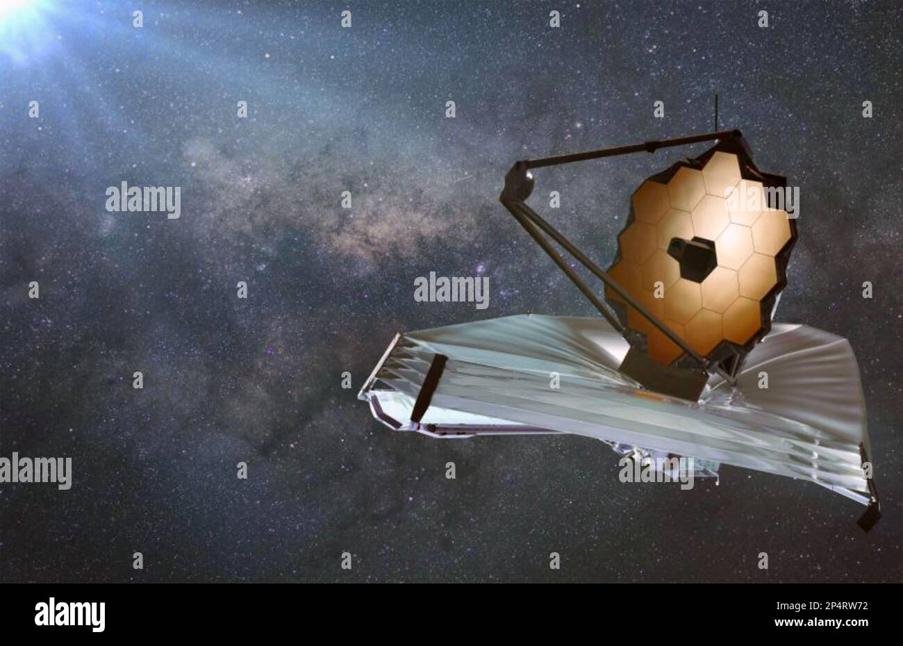 JAMES WEBB WELTRAUMTELESKOP in einer NASA-Illustration Stockfoto