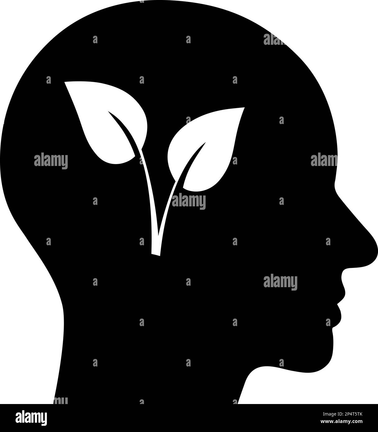Flaches Symbol einer wachsenden Pflanze aus dem menschlichen Gehirn als Konzept der Growth Mindset Stock Vektor