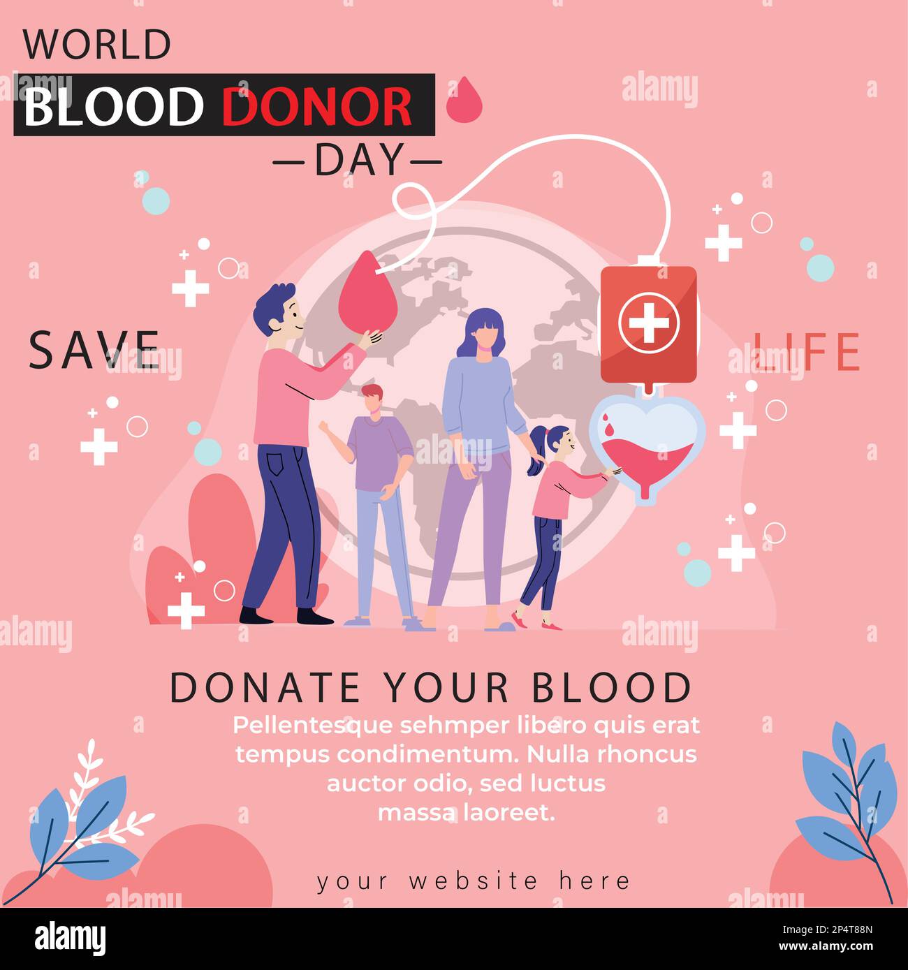 World Blood Donator Day Awareness Template Design Vector Illustration Stock Vektor