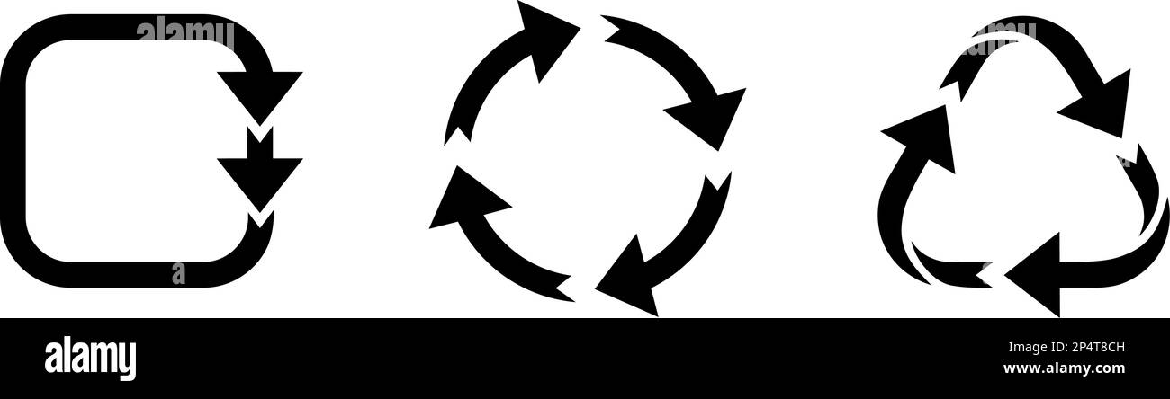 REDUZIEREN, WIEDERVERWENDEN und RECYCELN Sie Symbole als Konzept von Ökologie, Nachhaltigkeit und bewusstem Konsumerismus Stock Vektor