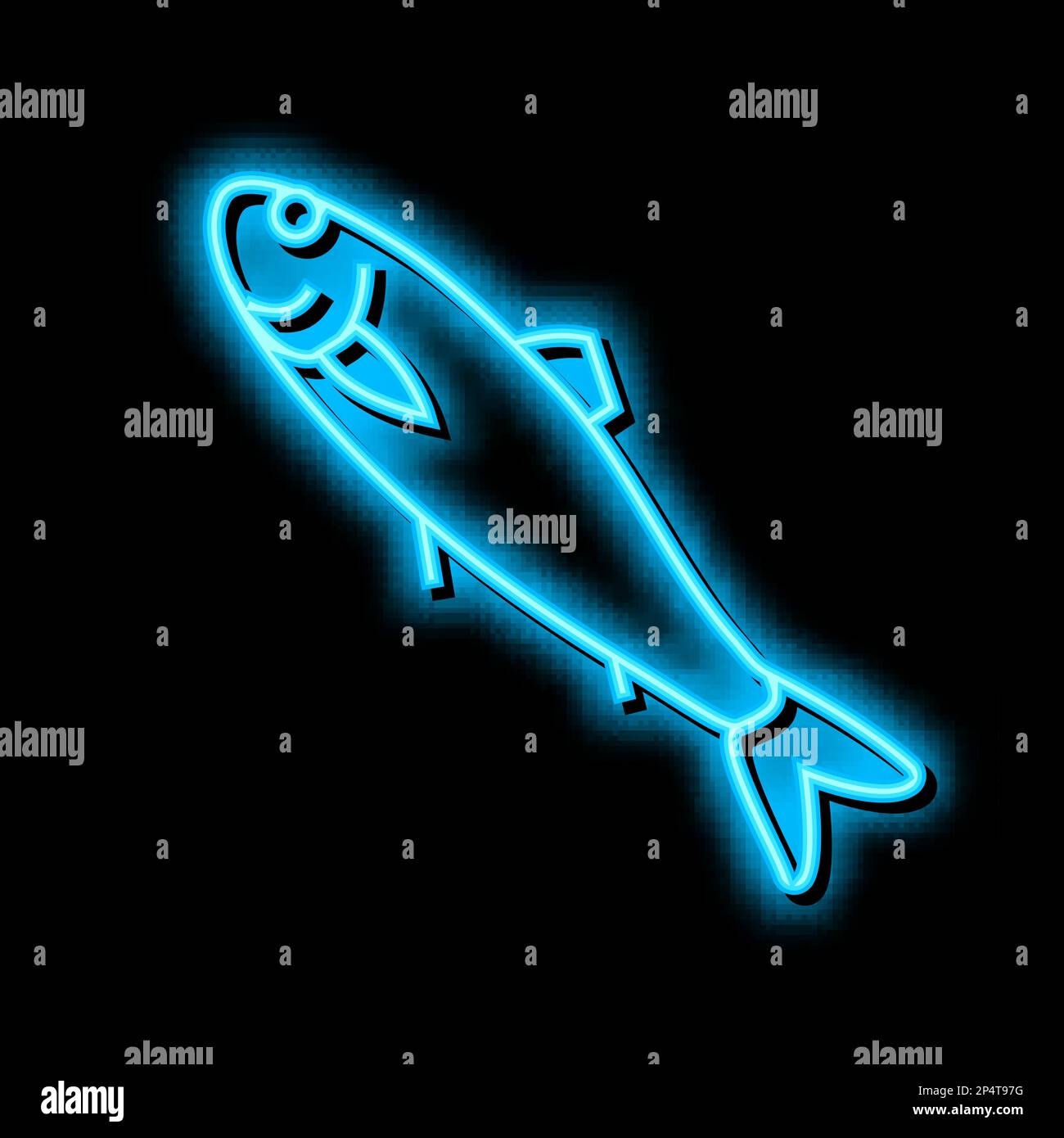 abbildung des symbols für den hering des atlantiks mit Neonglühen Stock Vektor