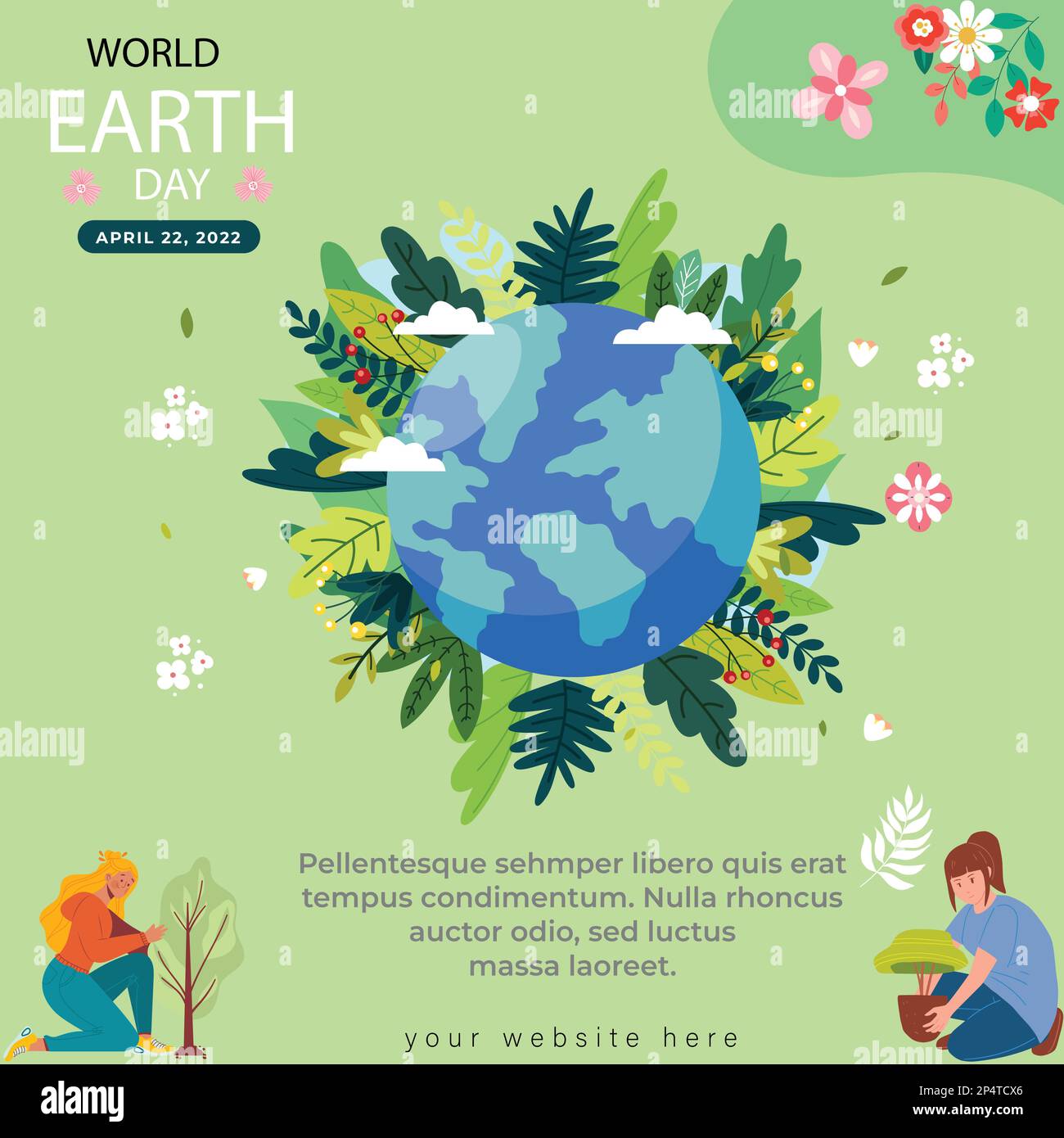 Internationaler Muttererdtag. Umweltschutz. Vektorabbildung.Satz von Vektorabbildungen Stock Vektor