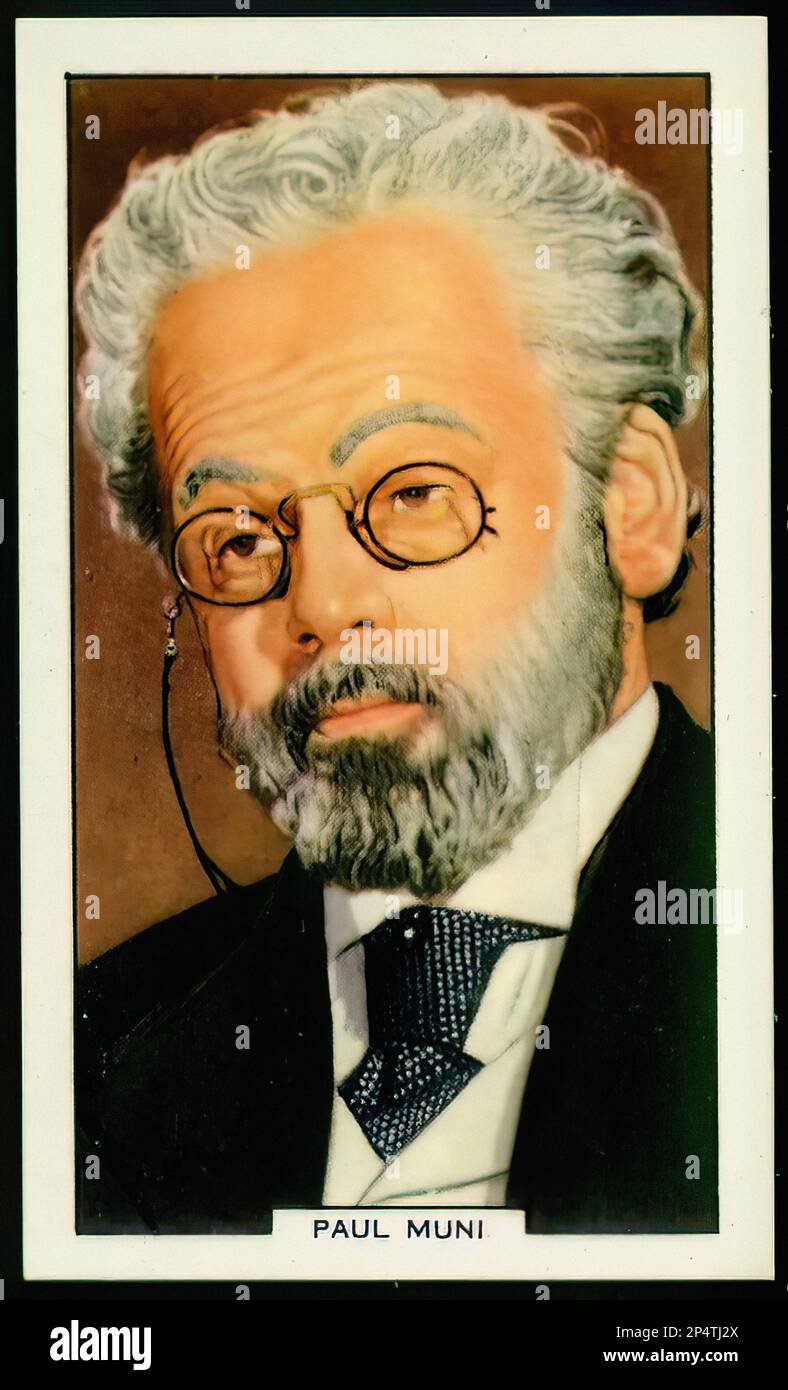 Porträt von Paul Muni - Oldtimer-Zigarettenkarte 01 Stockfoto