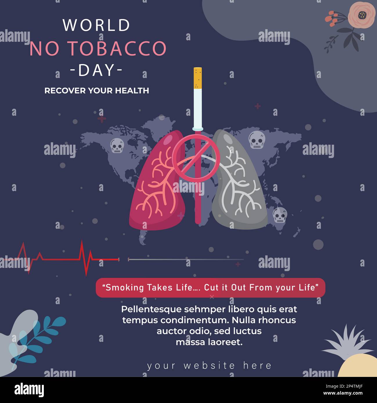 Welt kein Tabak Tag Vorlage Design Vektor Stock Vektor