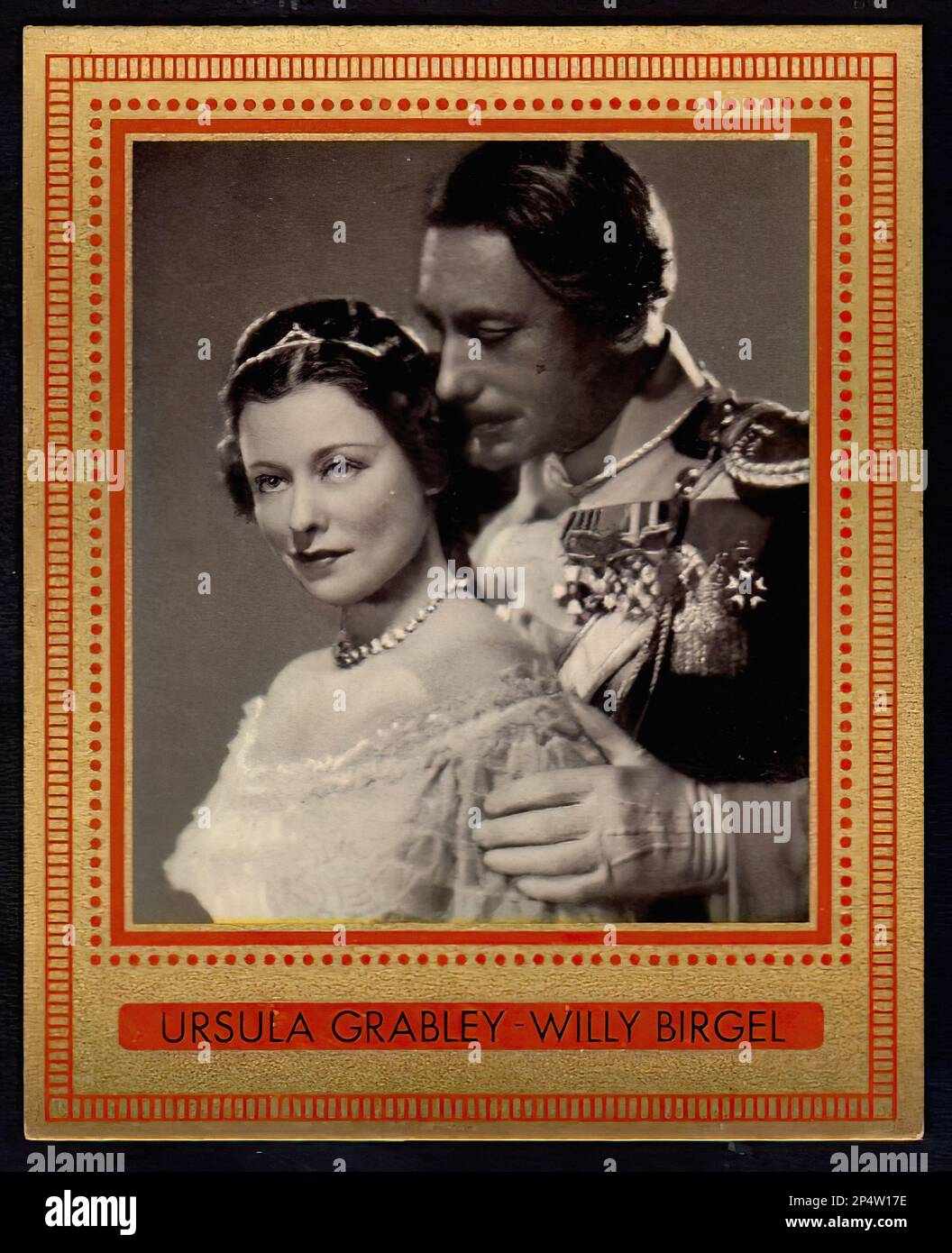 Porträt von Ursula Grabley und Willy Birgel - Deutsche Zigarettenkarte im Vintage-Stil Stockfoto