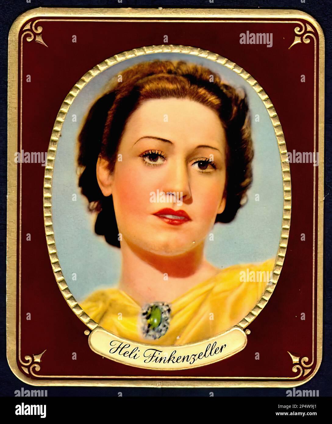 Porträt der Schauspielerin Heli Finkenzeller - alte deutsche Zigarettenkarte 01 Stockfoto