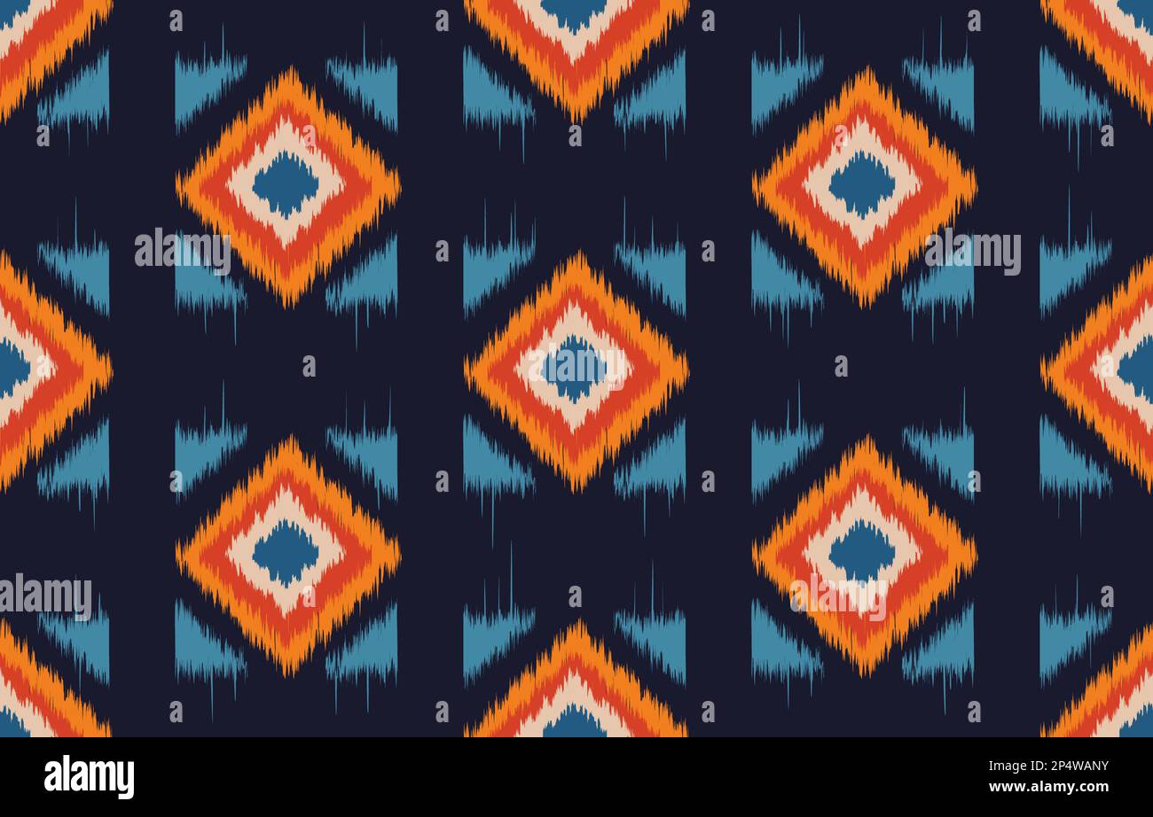 Ethnisches Nahtloses Muster. Vektorgeometrische Stammesstickerei mit traditioneller afrikanischer Stickerei, böhmische Mode. Ikat-Stoffteppich Batikschmuck Stockfoto