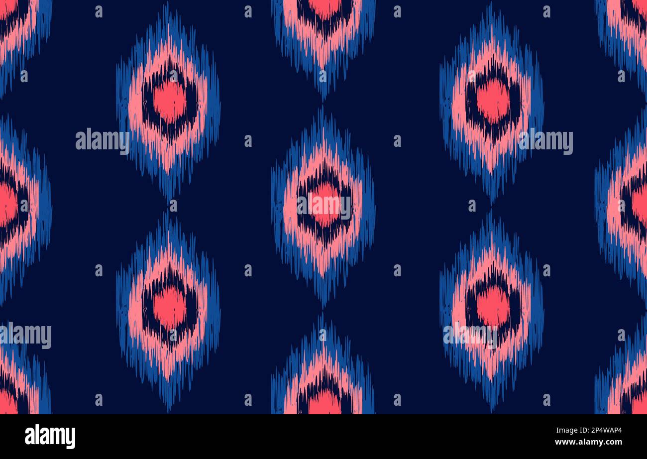 Ethnisches Nahtloses Muster. Vektorgeometrische Stammesstickerei mit traditioneller afrikanischer Stickerei, böhmische Mode. Ikat-Stoffteppich Batikschmuck Stockfoto