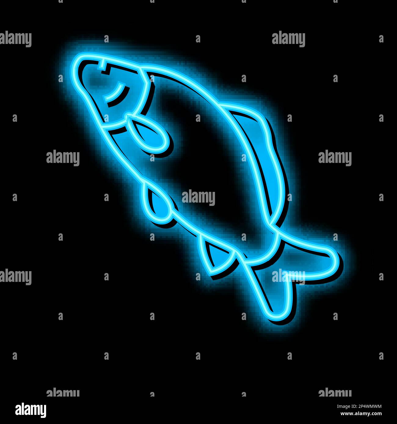 Abbildung eines Glanzsymbols für Karpfen-Neonlicht Stock Vektor