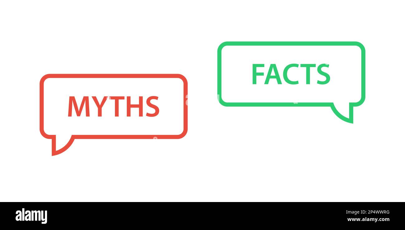 Mythen vs. Fakten Symbol Sprachblasen Stock Vektor