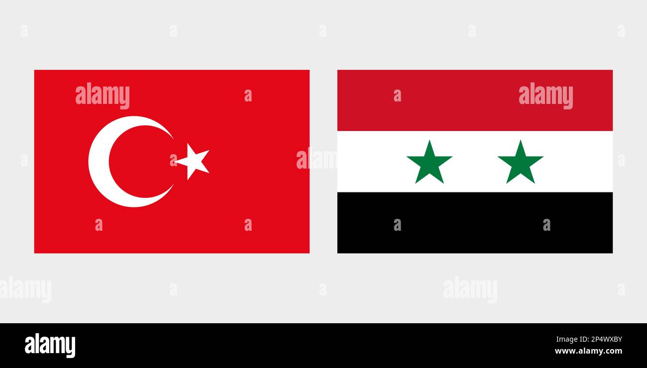Nationale Flagge Syrien und Türkei Ikonen Stock Vektor