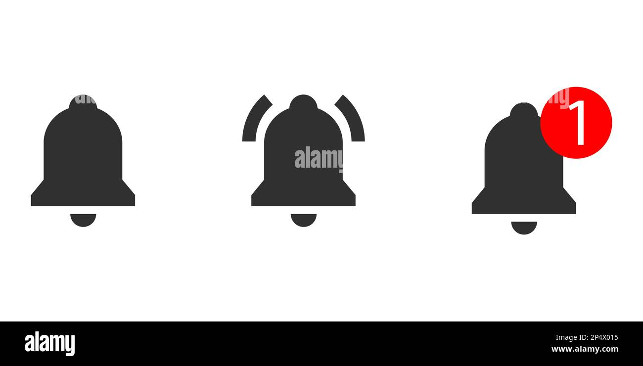 Alarmsymbole für Benachrichtigungsglocke eingestellt Stock Vektor