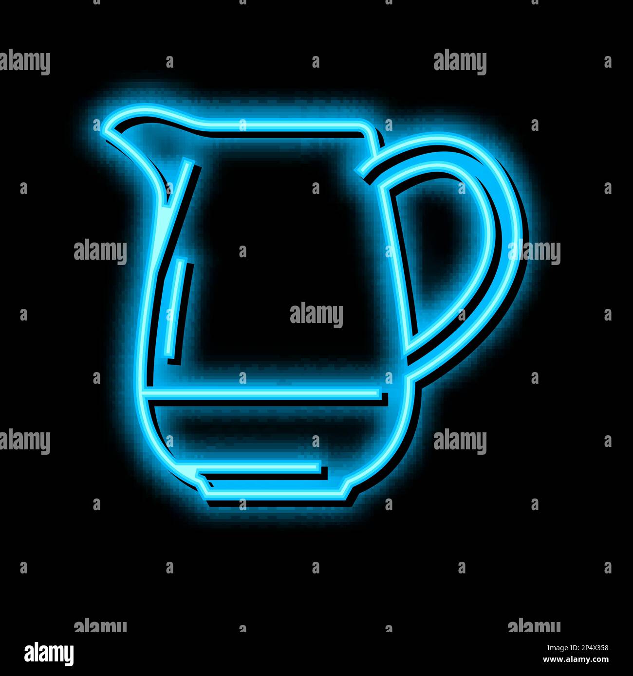 Abbildung des Symbols für cremefarbene Kanne mit Neonlicht Stock Vektor
