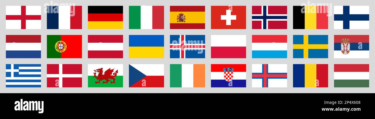 Symbole für Flaggengruppen in Europa Stock Vektor