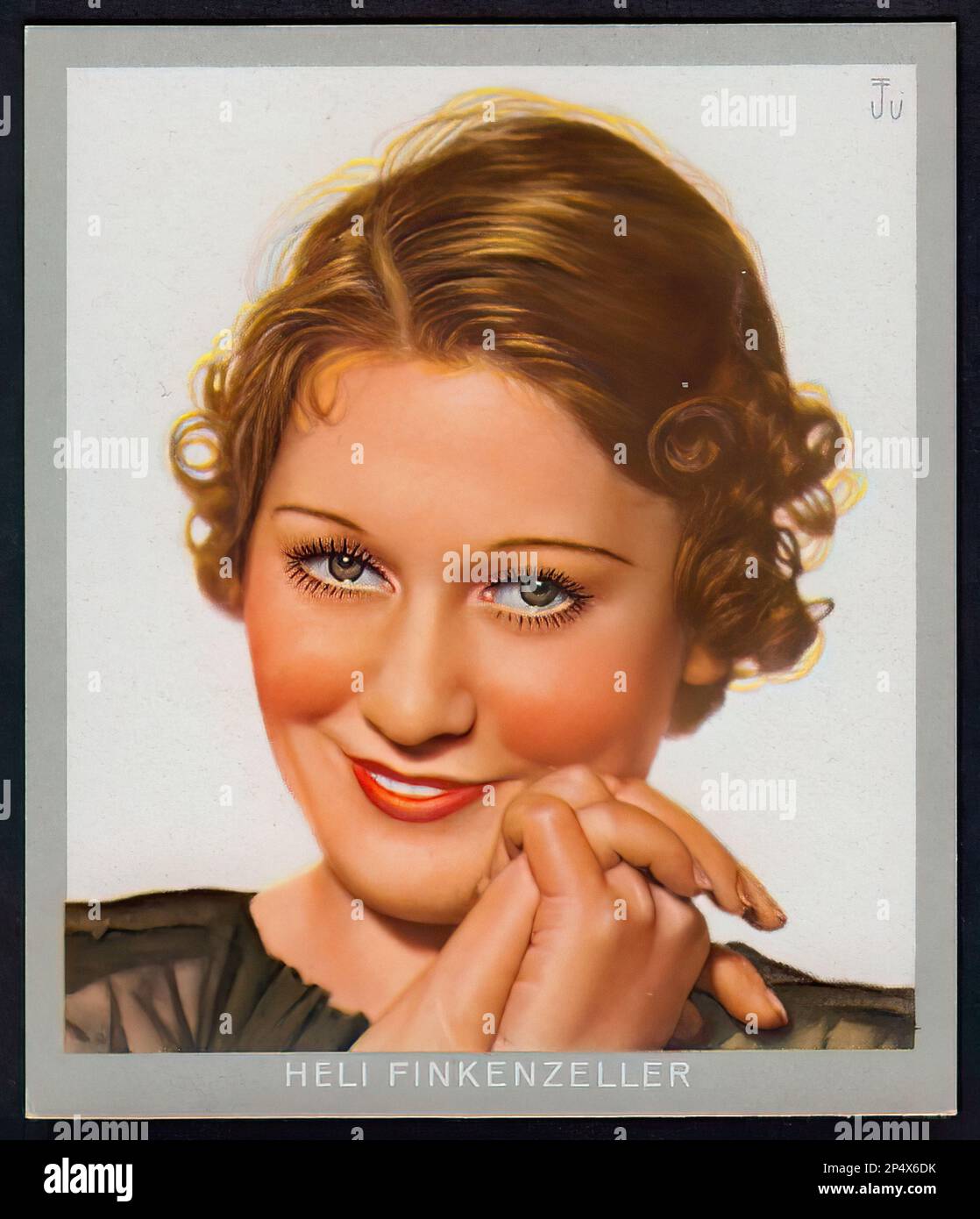 Porträt der Schauspielerin Heli Finkenzeller - alte deutsche Zigarettenkarte 02 Stockfoto