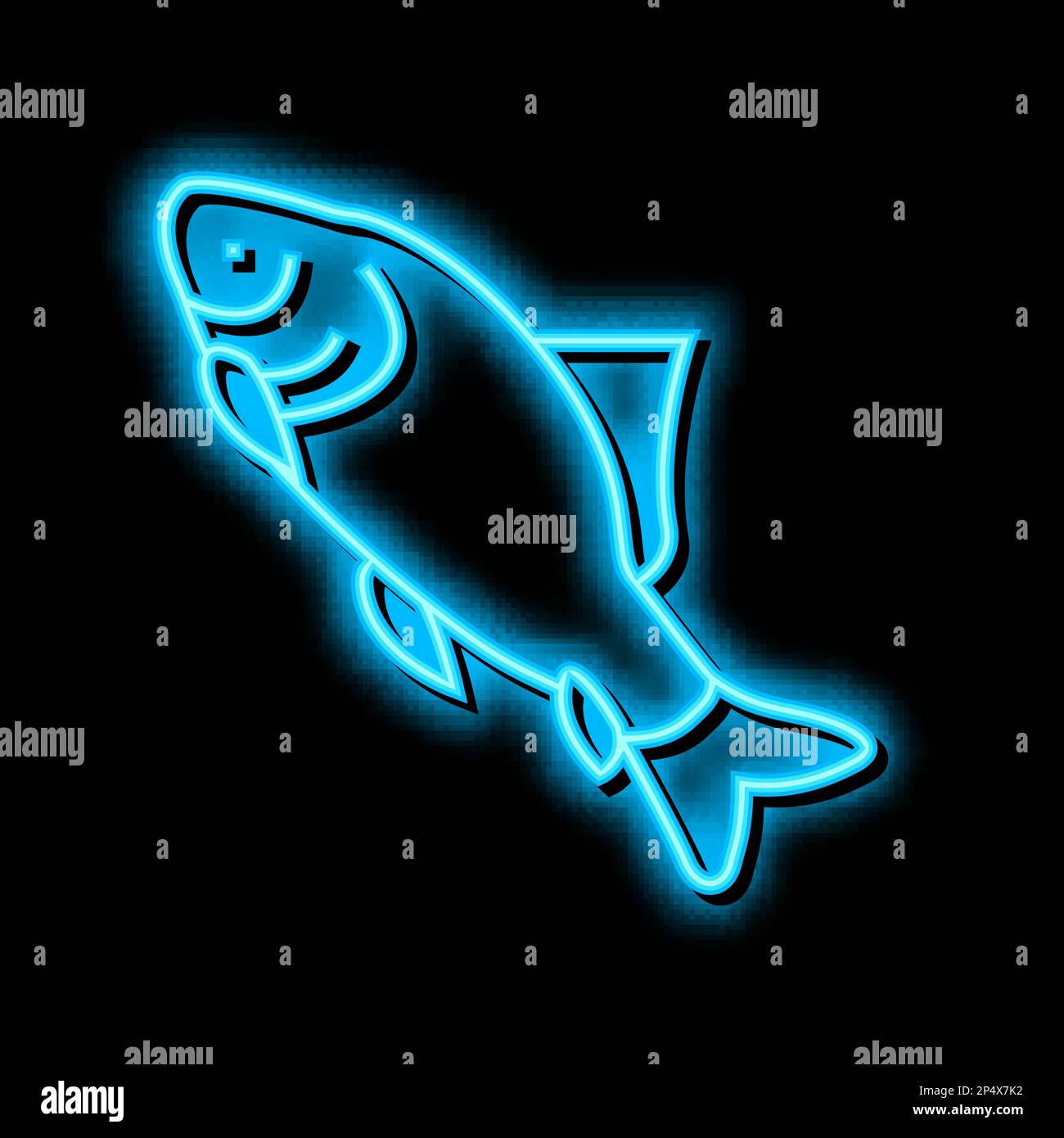Abbildung des neonfarbenen Leuchtsymbols für Catla Catla Fish Stock Vektor