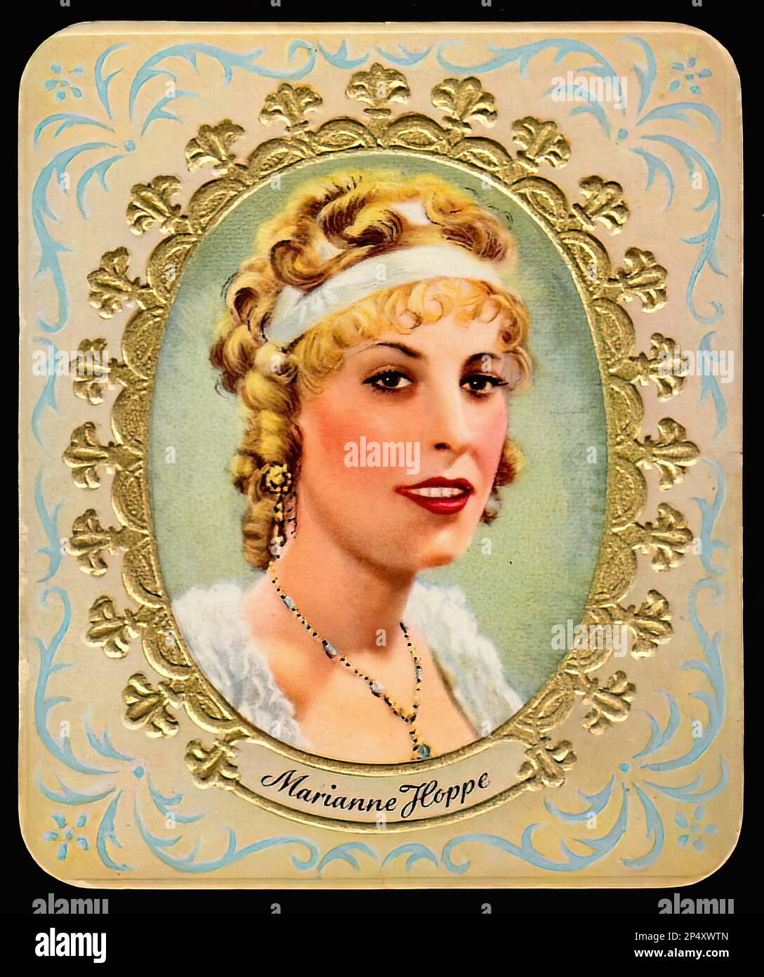 Porträt von Marianne Hoppe - Deutsche Zigarettenkarte im Vintage-Stil Stockfoto