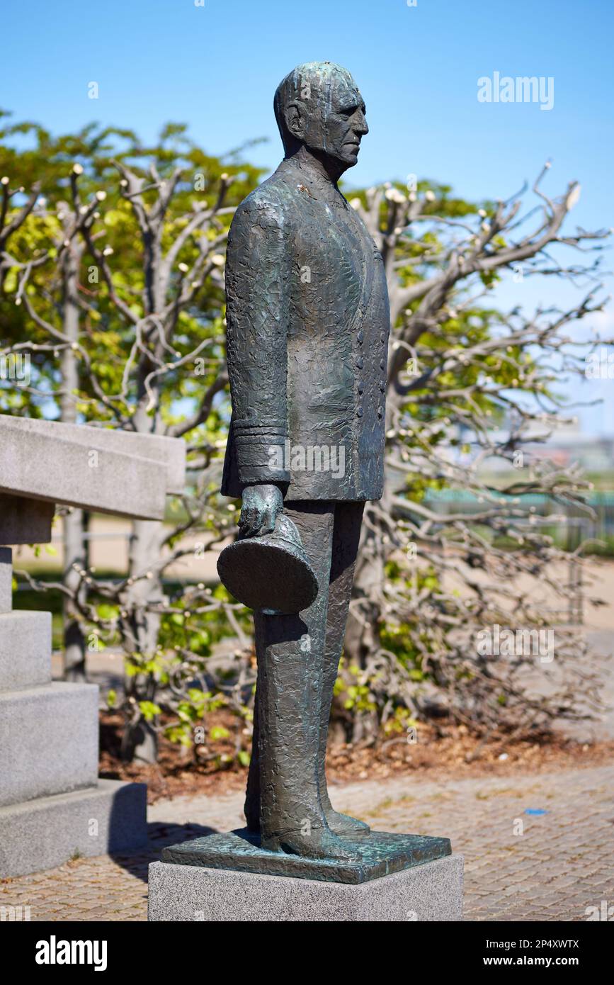 König Friedrich IX. Von Dänemark, Bronzestatue von Knud Nellemose (1981); Langelinie/Nordre Toldbod, Kopenhagen, Dänemark Stockfoto