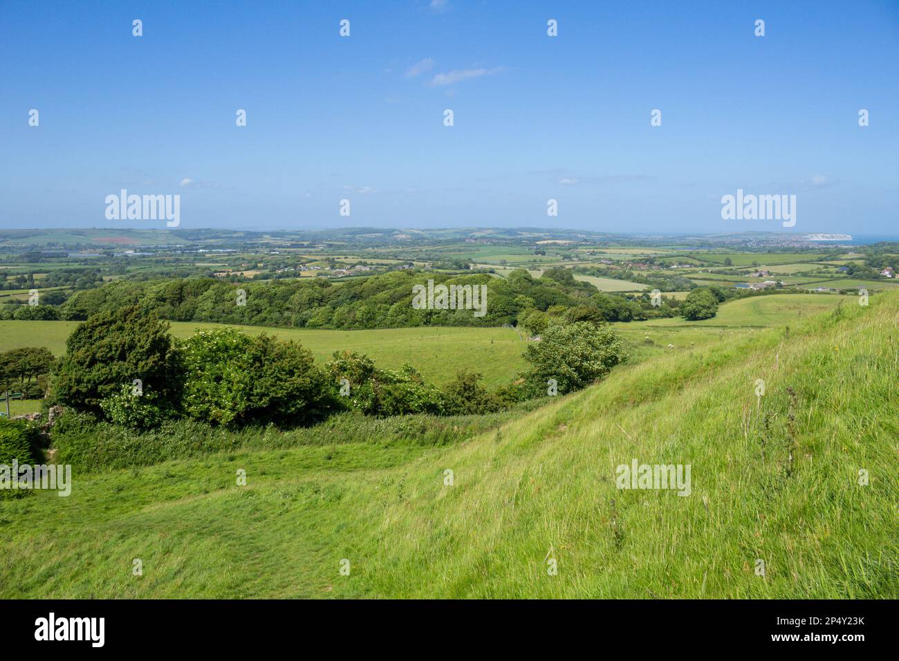 Blick auf die offene Landschaft, Isle of Wight, Großbritannien Stockfoto