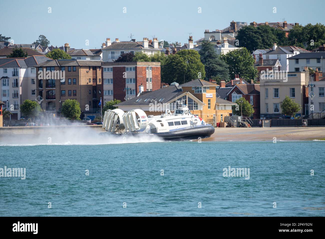 Luftkissenboot, Ankunft in Rye, Isle of Wight, Großbritannien Stockfoto