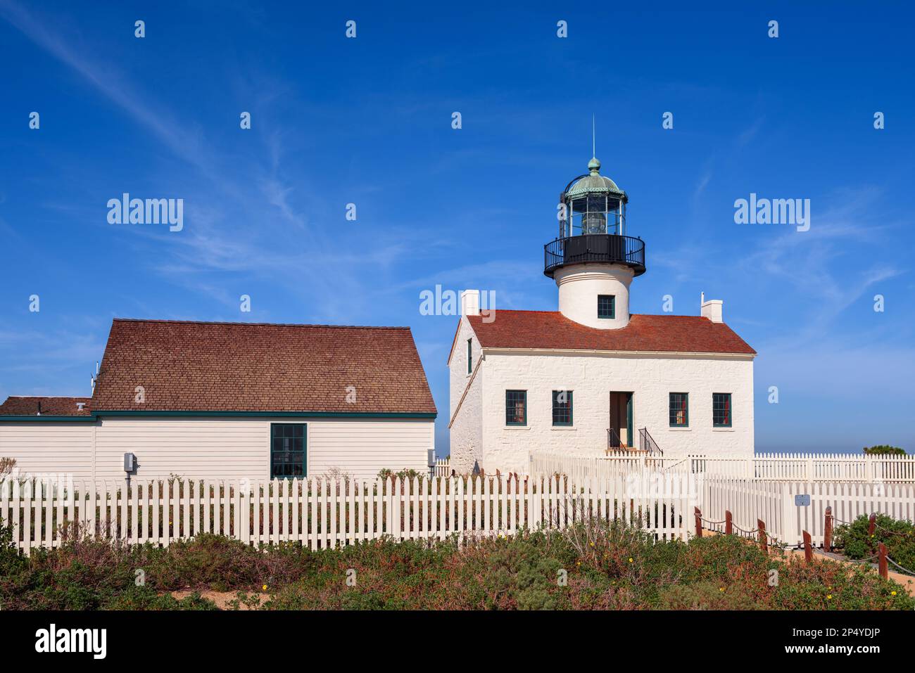 San Diego, Kalifornien am alten Loma Point Leuchtturm. Stockfoto