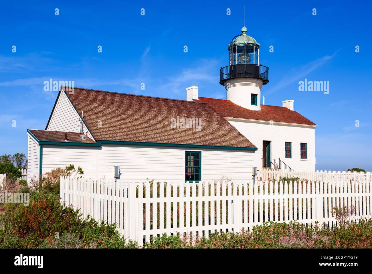San Diego, Kalifornien am alten Loma Point Leuchtturm. Stockfoto