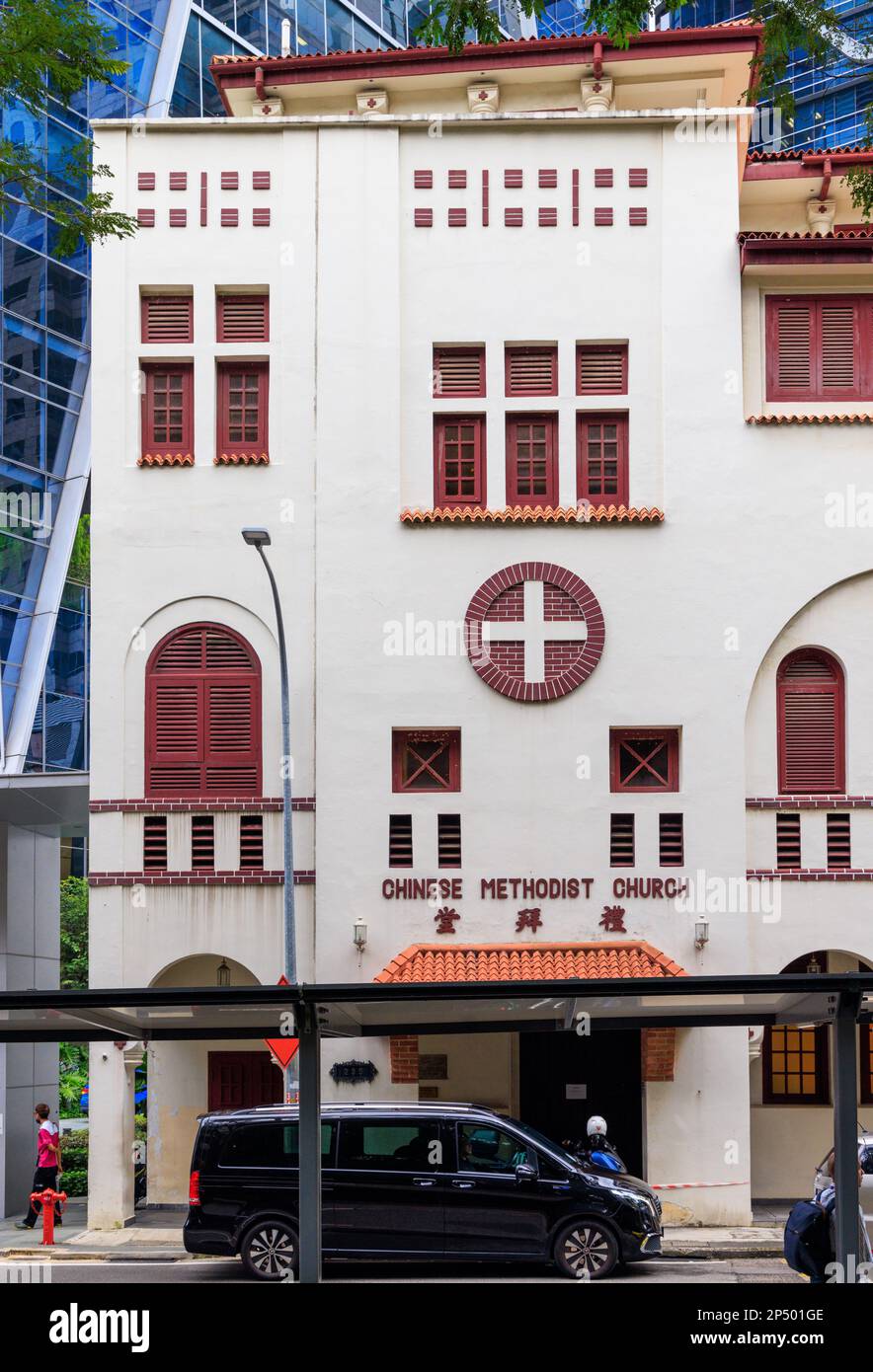 Telok Ayer Chinese Methodist Church, Telok Ayer Street, Singapur Stockfoto
